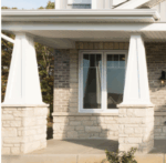 Painted Tapered Columns on Stone Piers